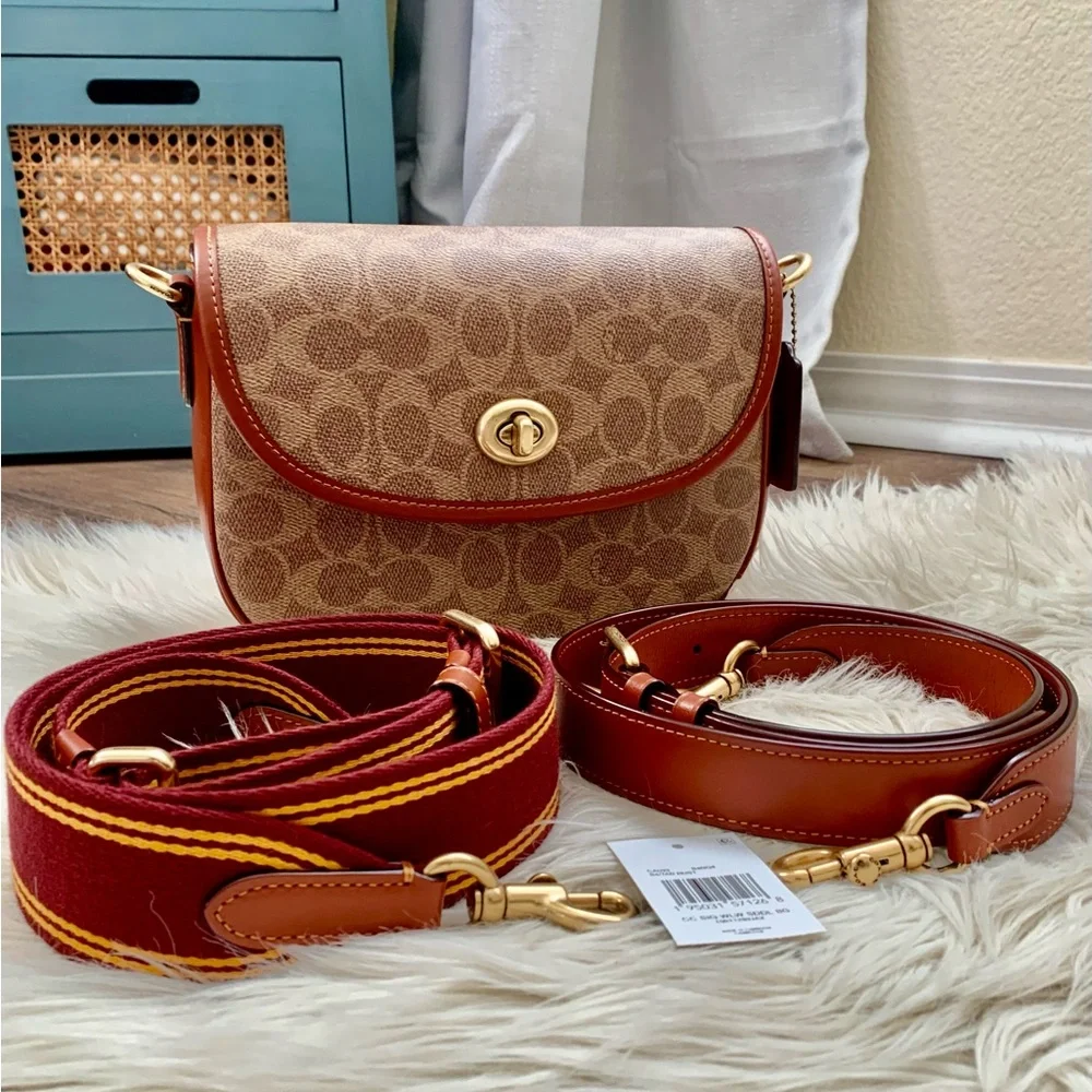 Coach Willow Saddle Bag Signature B4/ Tan Rust - Picture 4 of 16